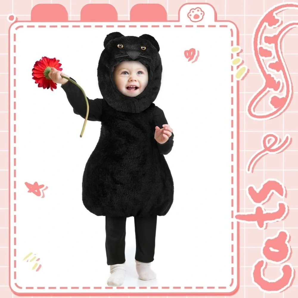 Adorable Black Cat Kids Halloween Costume